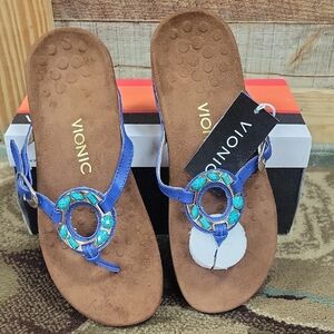 New Vionic Women's Blue and Turquoise Sandals Size 7